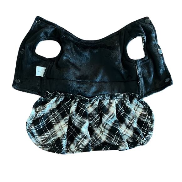 Yikeyo Black Plaid Dog Dress with Bling Bow Small Soft Warm Size Small - Picture 3 of 7